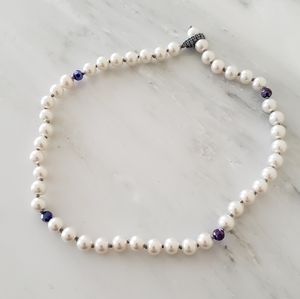 Pearl Necklace Glass Bead Crystal 17 inch